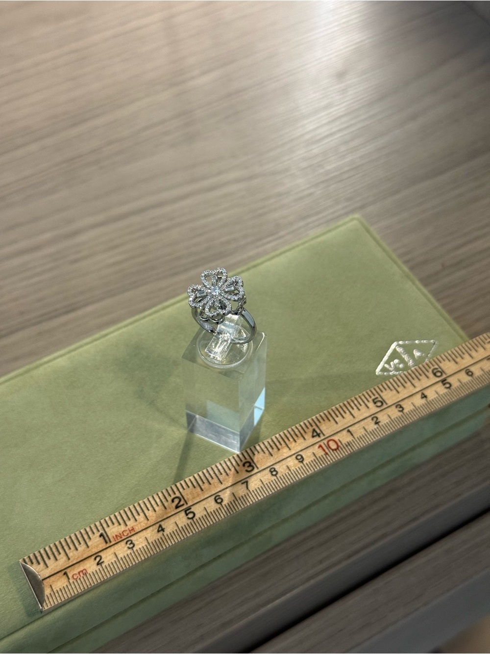 Diamond Flower Cluster Ring in Silver Tone